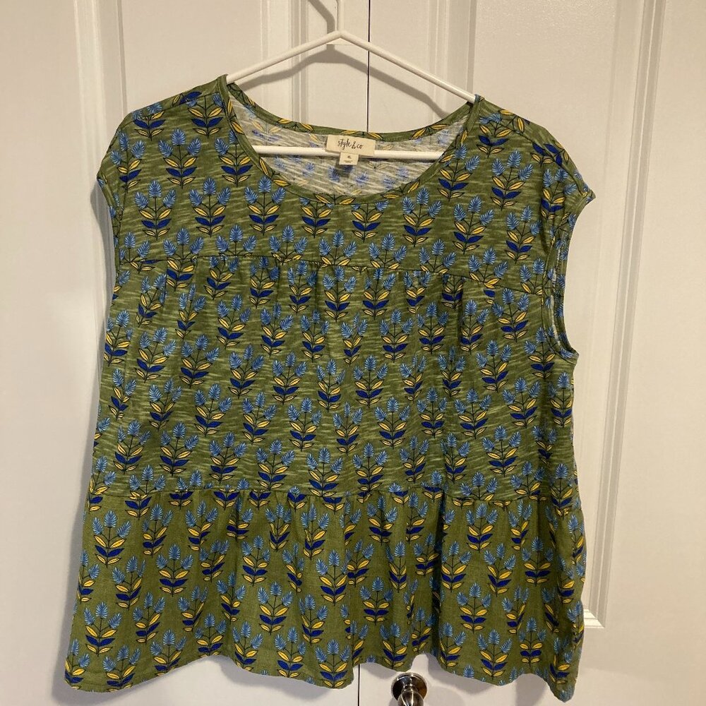 #107 Style For Life Baby Doll NWOT Top, Green, Size XL